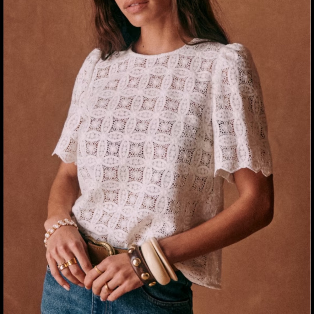 Sézane Lilo blouse - Chic White Lace Blouse